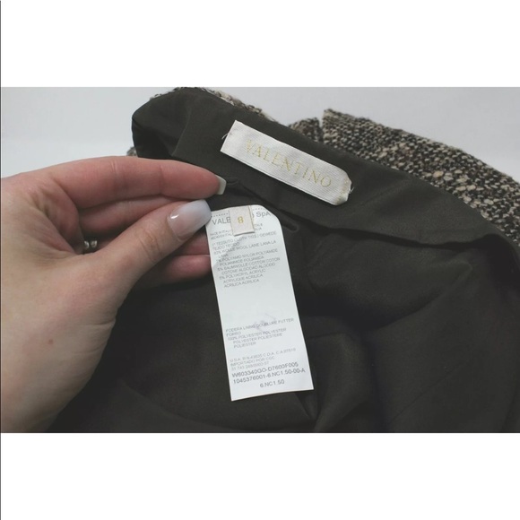 Valentino Boucle Wool Sz 8 Box Pleat Knee Length - Picture 6 of 8